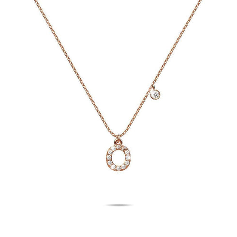 Solid 925 Sterling Silver Initial Crystal Personalised Alphabet Letter Necklace Rose Gold Filled